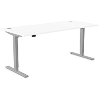Zoom Sit-Stand Desk with Portals, Silver Leg, 1800mm, White Top