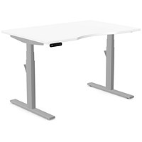 Leap Sit-Stand Desk with Scallop, Silver Leg, 1200mm, White Top