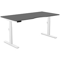 Leap Sit-Stand Desk with Scallop, White Leg, 1600mm, Graphite Top