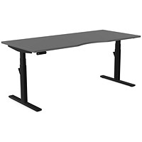 Leap Sit-Stand Desk with Scallop, Black Leg, 1800mm, Graphite Top