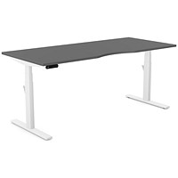Leap Sit-Stand Desk with Scallop, White Leg, 1800mm, Graphite Top