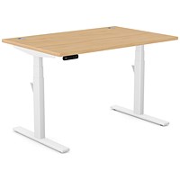 Leap Sit-Stand Desk with Portals, White Leg, 1200mm, Beech Top