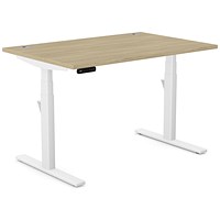 Leap Sit-Stand Desk with Portals, White Leg, 1200mm, Urban Oak Top