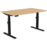 Leap Sit-Stand Desk with Portals, Black Leg, 1400mm, Beech Top