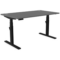 Leap Sit-Stand Desk with Portals, Black Leg, 1400mm, Graphite Top