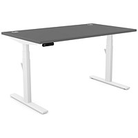 Leap Sit-Stand Desk with Portals, White Leg, 1400mm, Graphite Top