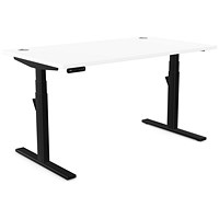 Leap Sit-Stand Desk with Portals, Black Leg, 1400mm, White Top