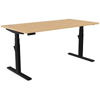Leap Sit-Stand Desk with Portals, Black Leg, 1600mm, Beech Top
