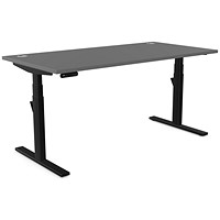 Leap Sit-Stand Desk with Portals, Black Leg, 1600mm, Graphite Top