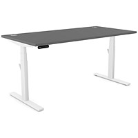 Leap Sit-Stand Desk with Portals, White Leg, 1600mm, Graphite Top