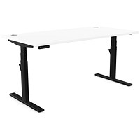 Leap Sit-Stand Desk with Portals, Black Leg, 1600mm, White Top
