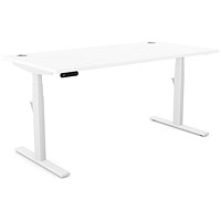 Leap Sit-Stand Desk with Portals, White Leg, 1600mm, White Top