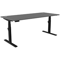 Leap Sit-Stand Desk with Portals, Black Leg, 1800mm, Graphite Top
