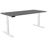 Leap Sit-Stand Desk with Portals, White Leg, 1800mm, Graphite Top