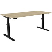 Leap Sit-Stand Desk with Portals, Black Leg, 1800mm, Urban Oak Top