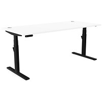 Leap Sit-Stand Desk with Portals, Black Leg, 1800mm, White Top