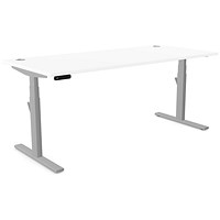 Leap Sit-Stand Desk with Portals, Silver Leg, 1800mm, White Top