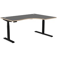 Leap 1600mm Corner Sit-Stand Desk with Portals, Right Hand, Black Leg, Graphite Top