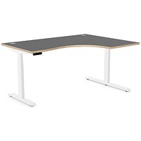 Leap 1600mm Corner Sit-Stand Desk with Portals, Right Hand, White Leg, Graphite Top