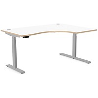 Leap 1600mm Corner Sit-Stand Desk with Portals, Right Hand, Silver Leg, White Top