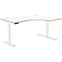 Leap 1600mm Corner Sit-Stand Desk with Portals, Right Hand, White Leg, White Top