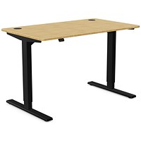 Zoom Sit-Stand Desk with Portals, Black Leg, 1200mm, Bamboo Top