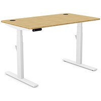 Leap Sit-Stand Desk with Portals, White Leg, 1200mm, Bamboo Top