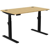 Leap Sit-Stand Desk with Portals, Black Leg, 1200mm, Bamboo Top