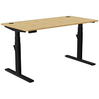 Leap Sit-Stand Desk with Portals, Black Leg, 1400mm, Bamboo Top