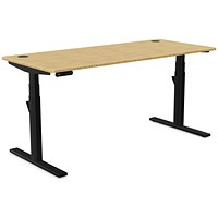 Leap Sit-Stand Desk with Portals, Black Leg, 1600mm, Bamboo Top