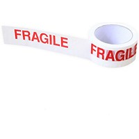 ValueX Fragile Printed Tape, 48mmx66m, Red/White, Pack of 6