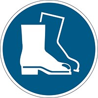 Durable 'Use Foot Protection' Safety Sticker, Diameter 430mm