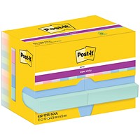 Post-it Super Sticky Notes Display Pack, 47.6 x 47.6mm, Soulful, Pack of 12 x 90 Sheets