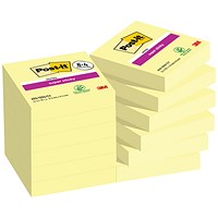 Post-it Super Sticky Notes Value Pack, 47.6 x 47.6mm, Yellow, Pack of 12 x 90 Notes