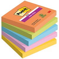 Post-it Super Sticky Notes, 76 x 76mm, Boost, Pack of 5 x 90 Notes