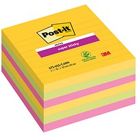 Post-it Super Sticky XL Ruled Notes, 101 x 101mm, Rio, Pack of 6 x 90 Notes