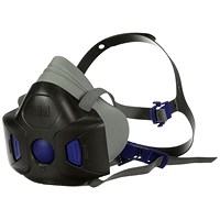 3M HF-802 Secure Click Half Mask, Black Blue & Grey, Medium