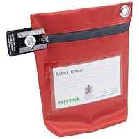 Versapak Small Secure Cash Bag, 178x152x50mm, Red