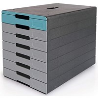 Durable Idealbox Pro 7 Drawer Box, 7 Drawers, Blue and Grey