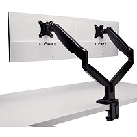 Kensington SmartFit One-Touch Deskclamped Dual Monitor Arm, Adjustable Height, Black
