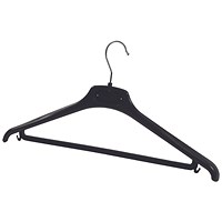 Alba Plastic Coat Hangers, Black, Pack of 20