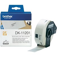 Brother DK-11201 Standard Address Label, Black on White, 29x90mm, White, Roll of 400