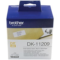 Brother DK- 11209 Small Address Paper Labels, Black on White, 29x62mm, 800 Labels Per Roll