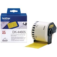 Brother DK-44605 Continuous Removable Paper Tape, Black on Yellow, 62mmx30.48m