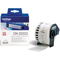 Brother DK-22223 Continuous Paper Label Tape, Black on White, 50mmx30.5m
