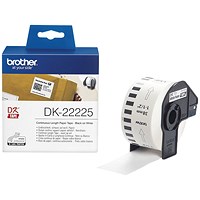 Brother DK-22225 Continuous Paper Label Tape, Black on White, 38mmx30.48m