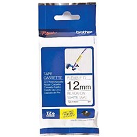 Brother P-Touch TZe-FX231 Label Tape, Black on White, 12mmx8m
