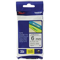 Brother P-Touch TZe-211 Label Tape, Black on White, 6mmx8m