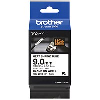 Brother HSe Heat Shrink Tube Tape Cassette 9.0mmx 1.5m Black on White HSE221E