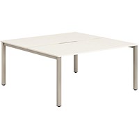Impulse 2 Person Bench Desk, Back to Back, 2 x 1200mm (800mm Deep), Silver Frame, White
